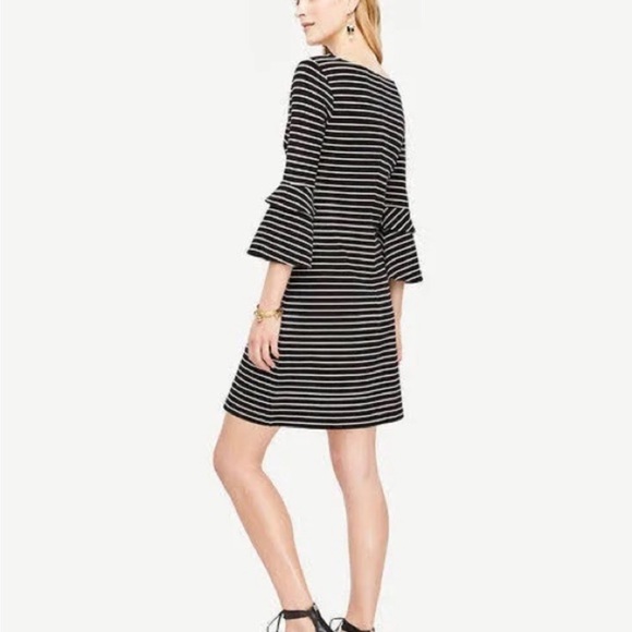 Ann Taylor Striped Ponte Flare Sleeve Dress | Size Small - Picture 9 of 12